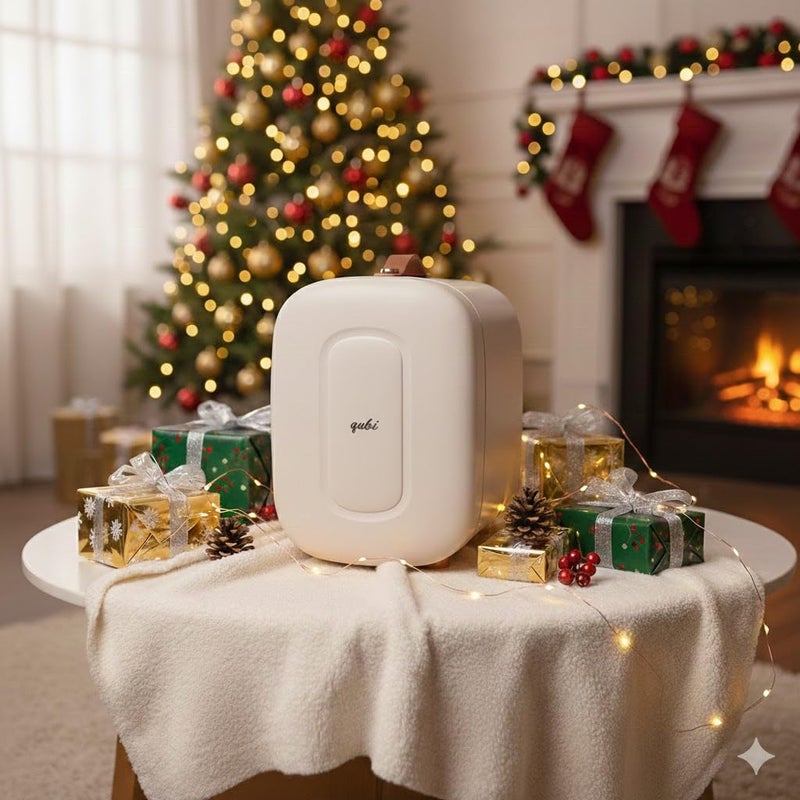 QUBI Mini Fridge, Professional Skincare Fridge, Mini Cosmetics Makeup Fridge, Compact Fridge 5 Liter (Cream White) - Image 2